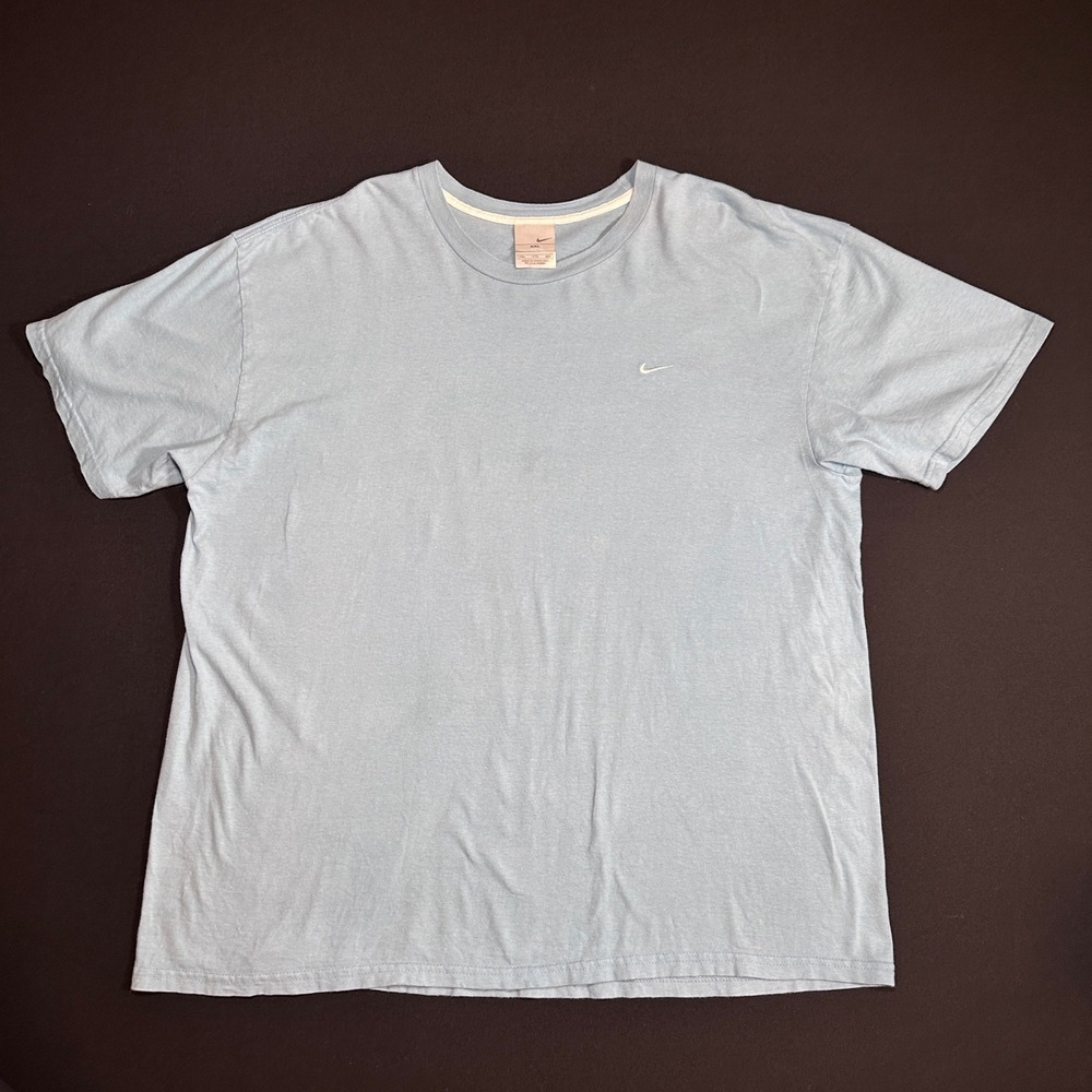 Vtg Nike T Shirtโ Mens XXL Regular Carolina Blue Cotton Embroidered Swoosh Y2K